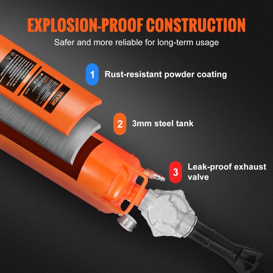 VEVOR Tire Seater, 2.1 Gal/8 L Air Tire Blaster, 120 PSI Handheld Blaster, Upgraded Portable Tire Inflator Tool, 85-116 PSI Operating Pressure for Tractor Truck ATV Car
