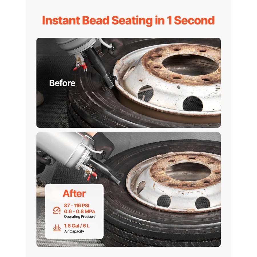 VEVOR Tire Bead Seater Blaster – 1.6 Gal, 87-116 PSI
