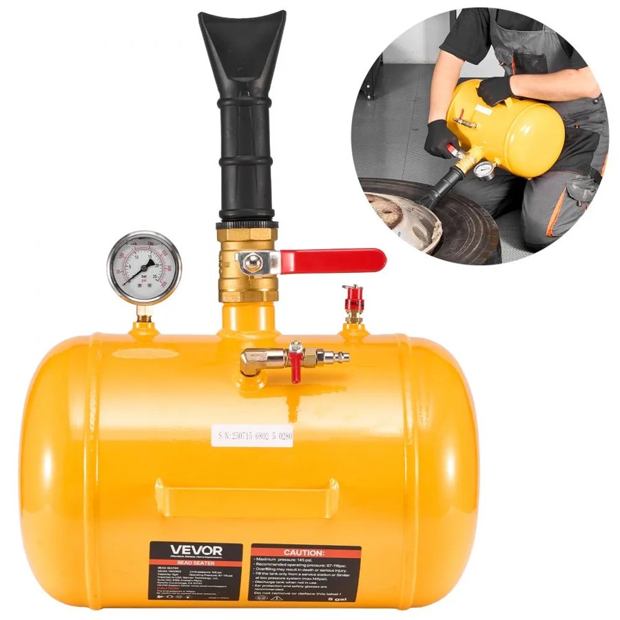 VEVOR 5 Gallon Air Tire Bead Seater – 87-116, PSI Tool