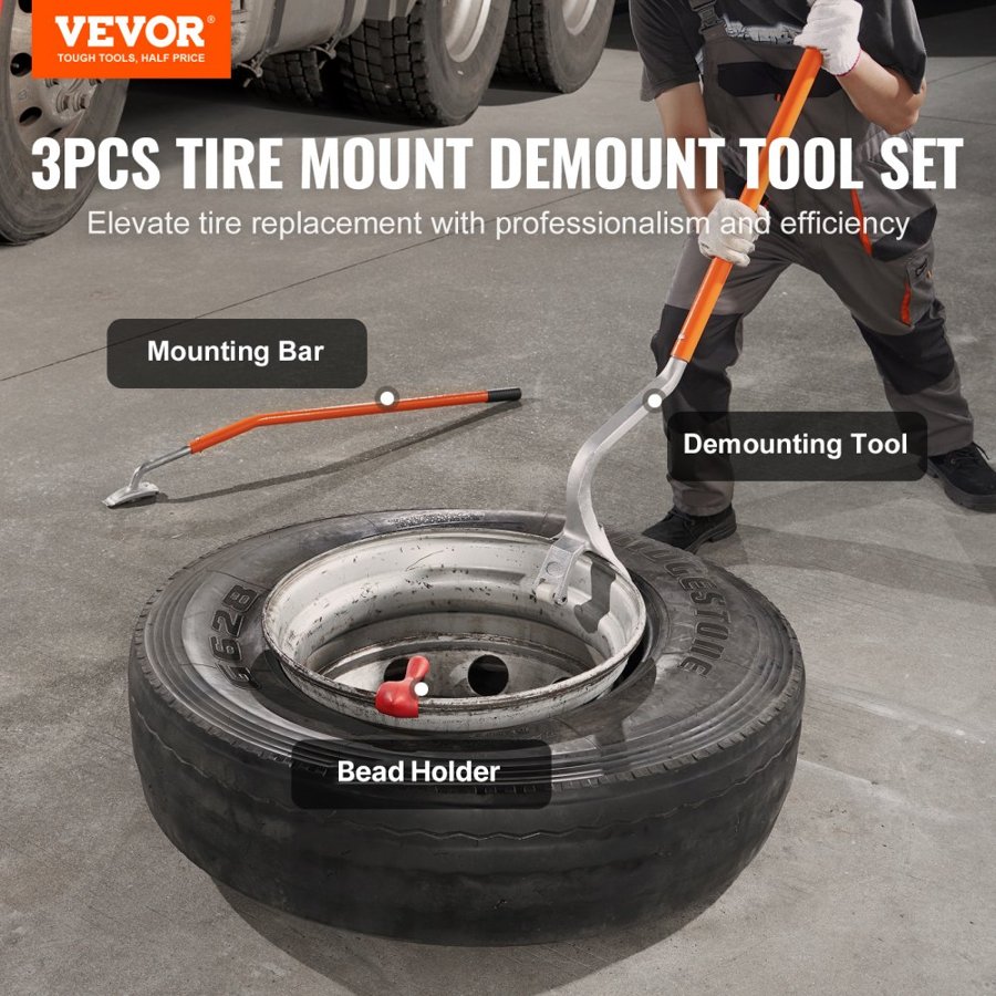 VEVOR Truck Tire Changer Mount Demount 57.1-62.2 cm Radial Bias Ply/Tubeless Tire