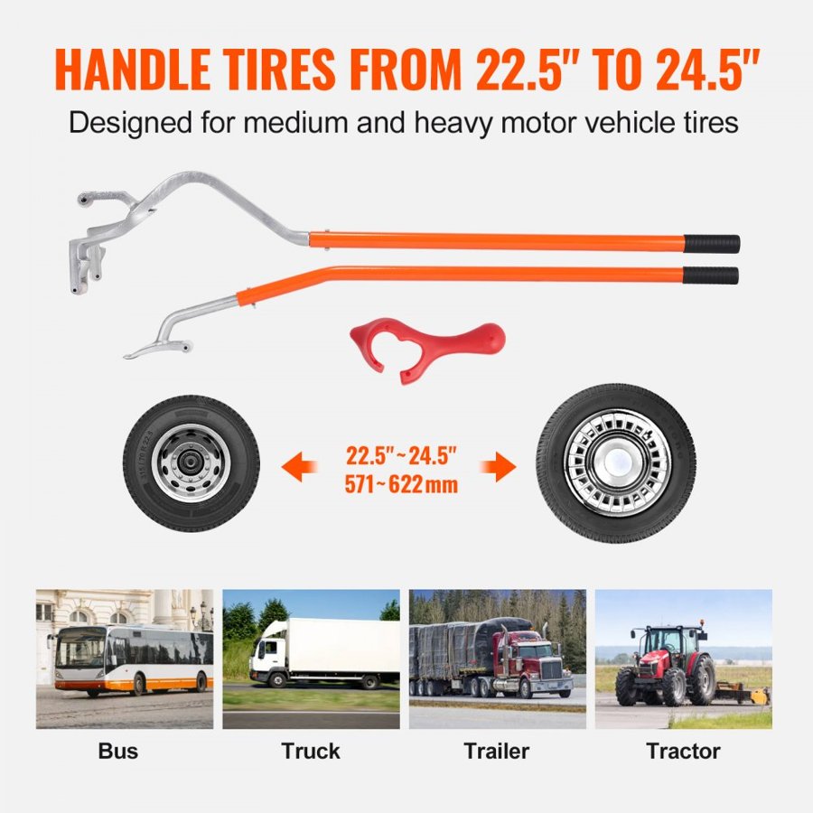 VEVOR Truck Tire Changer Mount Demount 57.1-62.2 cm Radial Bias Ply/Tubeless Tire