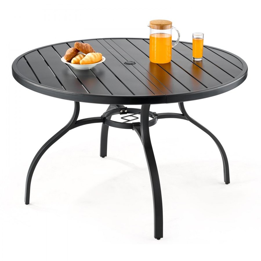 VEVOR Black Outdoor Round Table – 47", 150LB, 1.5" Hole