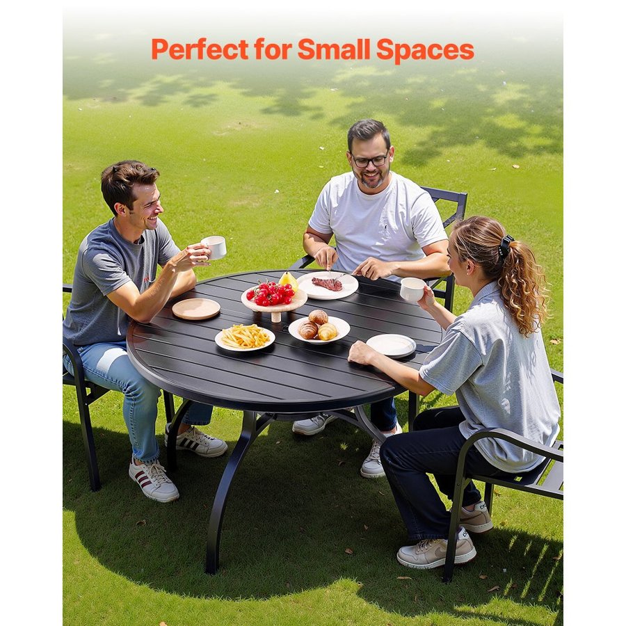 VEVOR Black Outdoor Round Table – 47", 150LB, 1.5" Hole