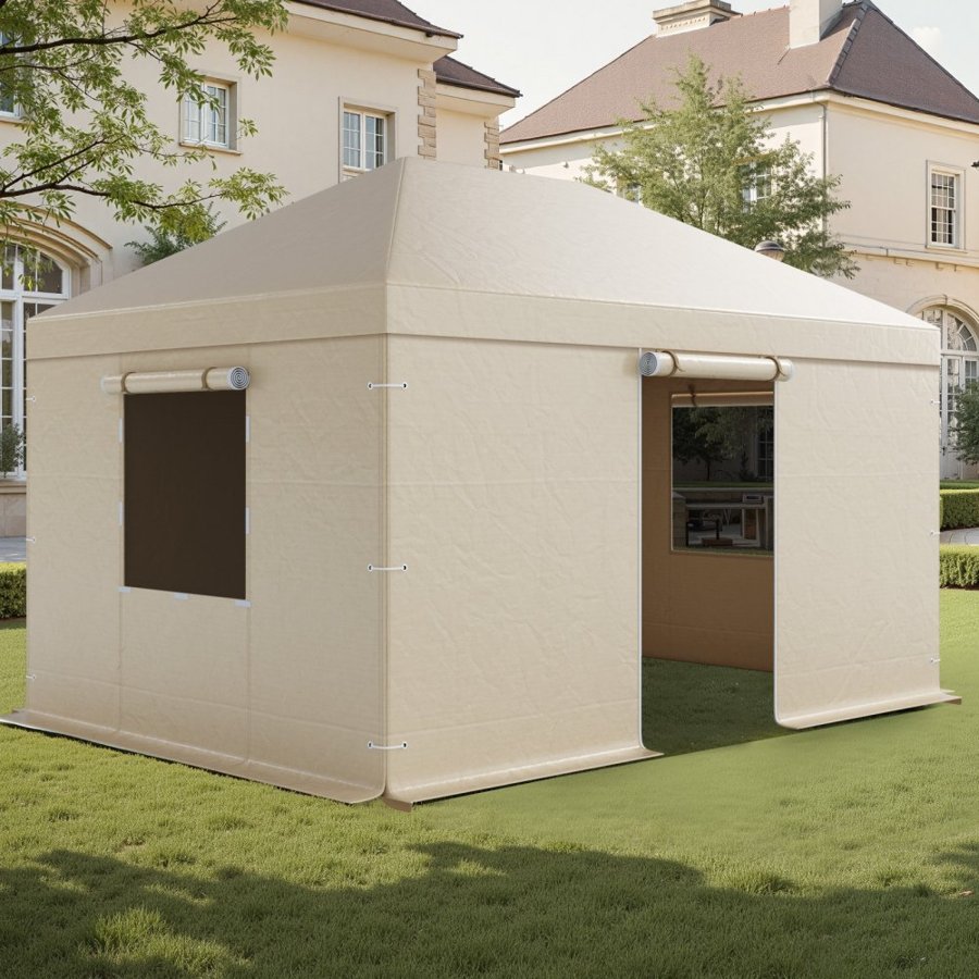 VEVOR Winter Gazebo Cover Fits 3.08 x 4.39 m Hardtop Gazebos, All-Weather Gazebo Cover with Sidewalls & Windows, High-Density PE Material, Enclosed Storage Shelter Covers, Gazebos not Included