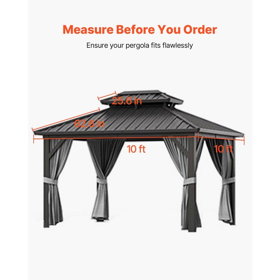 VEVOR Winter Gazebo Cover Fits 3.05 x 3.05 m Hardtop Gazebos, All-Weather Double-Tiered Gazebo Cover with Sidewalls & Windows, High-Density PE Enclosed Storage Shelter Covers, Gazebos not Included