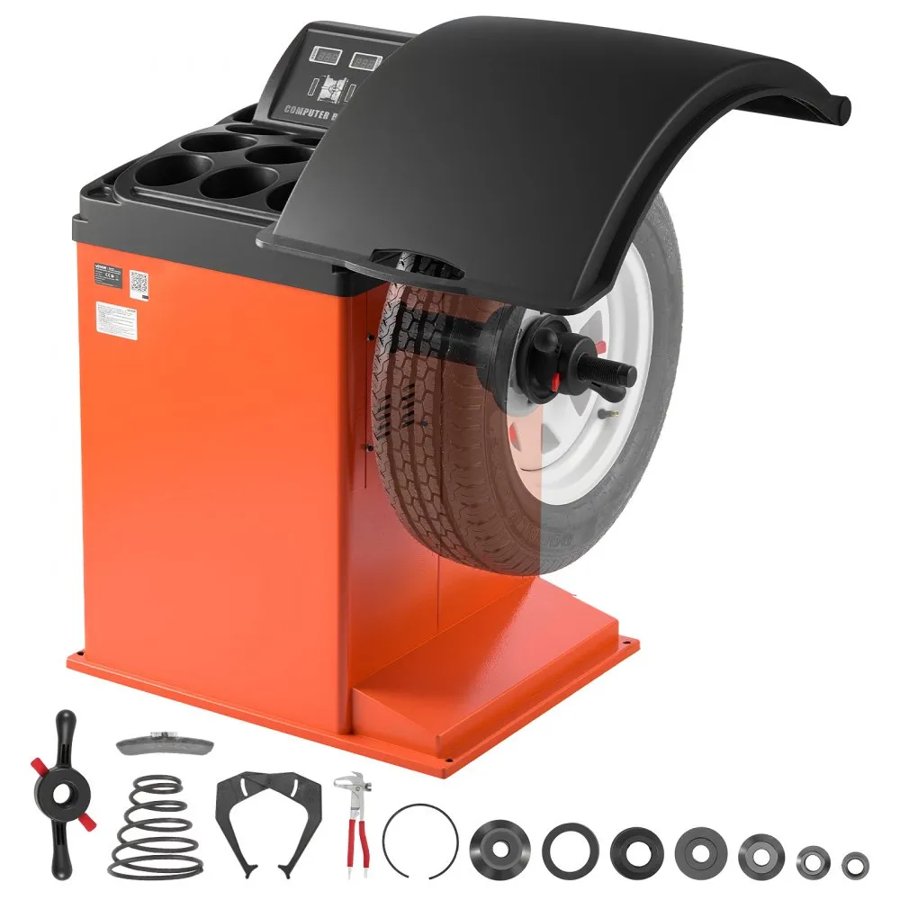 VEVOR Tire Balancer Machine 250W Wheel Balancer Support Up to 381mm Rim Width, High Accuracy Tire Balancing Machine with Protective Cover & Digital Display, Heavy-Duty for Repair Shops & Home Garages