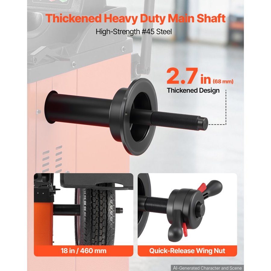VEVOR Tire Balancer Machine 250W Wheel Balancer Support Up to 381mm Rim Width, High Accuracy Tire Balancing Machine with Protective Cover & Digital Display, Heavy-Duty for Repair Shops & Home Garages