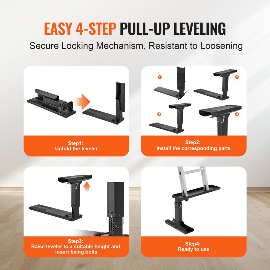 VEVOR Ladder Levler, 23.4 L x 11.4-18 in H Support Surface, Steel Ladder Leveling Tool, Folding Pitch Hopper, Stair Ladder Stabilizer Easy to Use,Extension Ladder Accessories for Uneven Ground