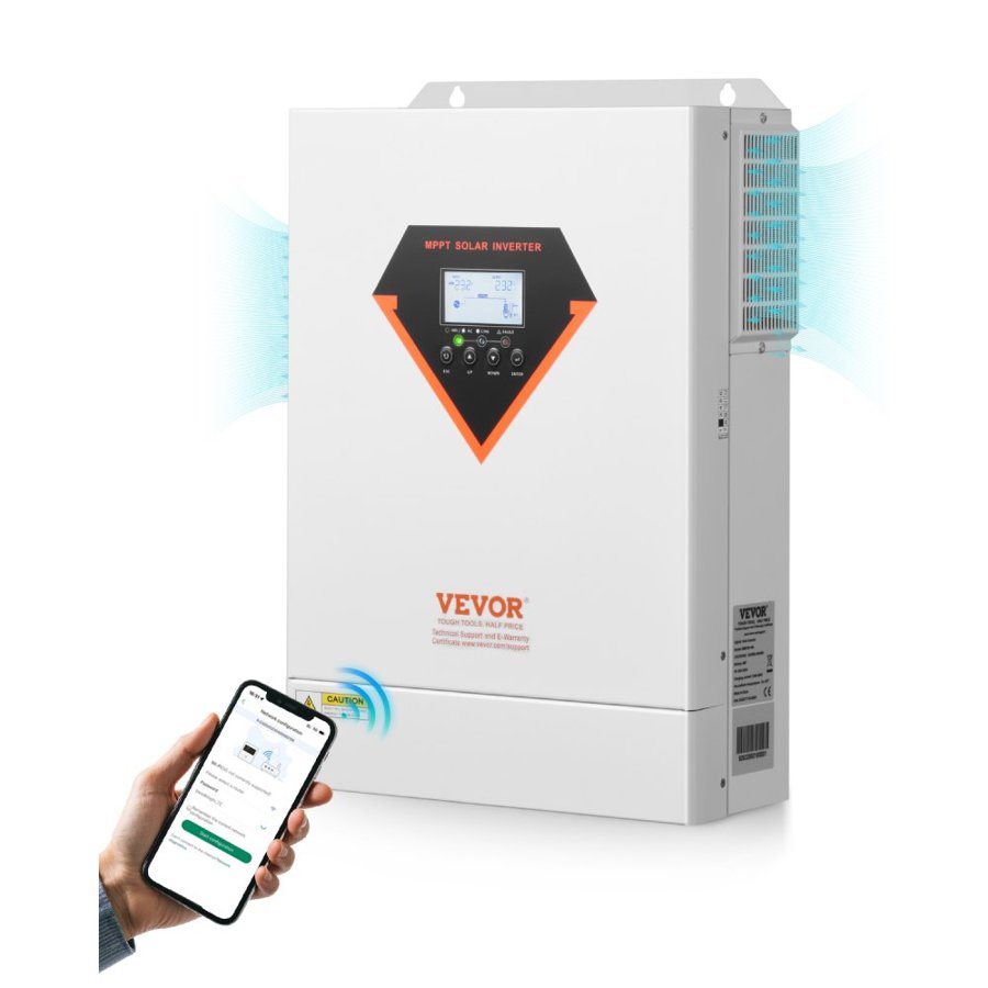 VEVOR 6000 Watt Pure Sine Inverter – Hybrid Solar, 120A MPPT