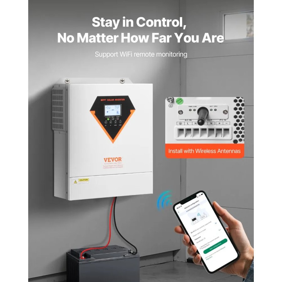 VEVOR Hybrid Solar Power Inverter – 3500W, 24V, 100A, 220V