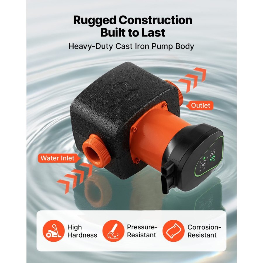 VEVOR Hot Water Circulating Pump – 117 LPM, EEI ≤0.23