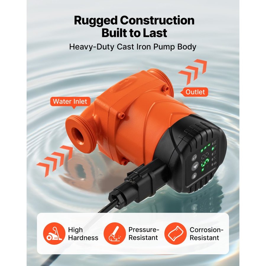 VEVOR High Efficiency Circulator Pump – 58 LPM, 45W