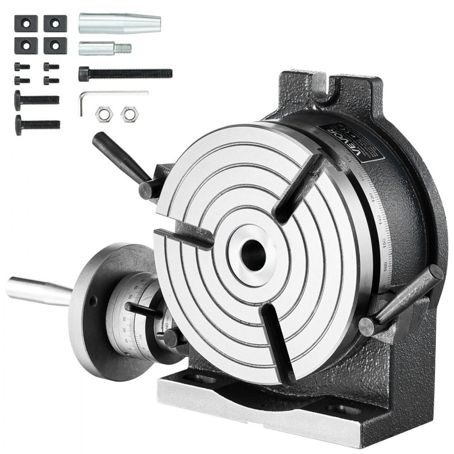 VEVOR Horizontal Vertical Rotary Table – 200 mm, 3 T-Slots