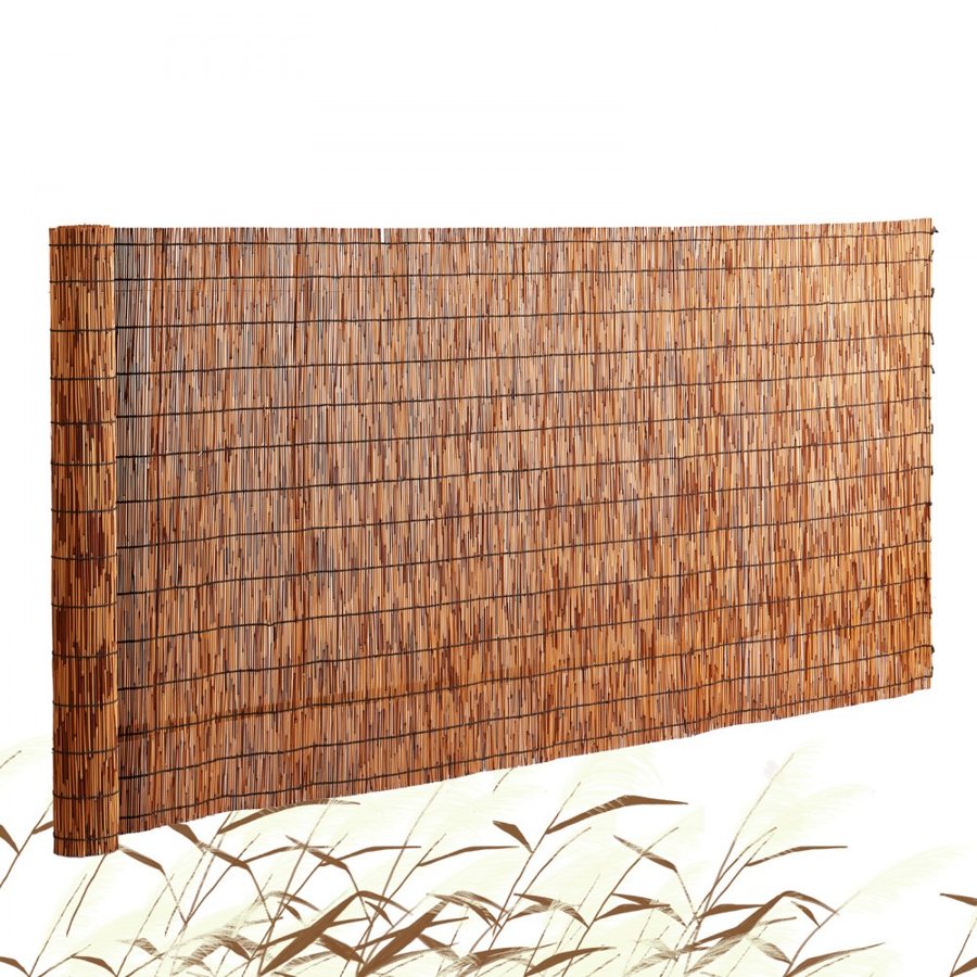 VEVOR Natural Reed Fencing, 5.5 ft x 16.4 ft, Reed Screen Curtain Balcony Reed Fence Roll for Outdoor Backyard Patio, Decorative Fence for Backyard Garden Fencing Divider, Privacy Screen Panel, Brown