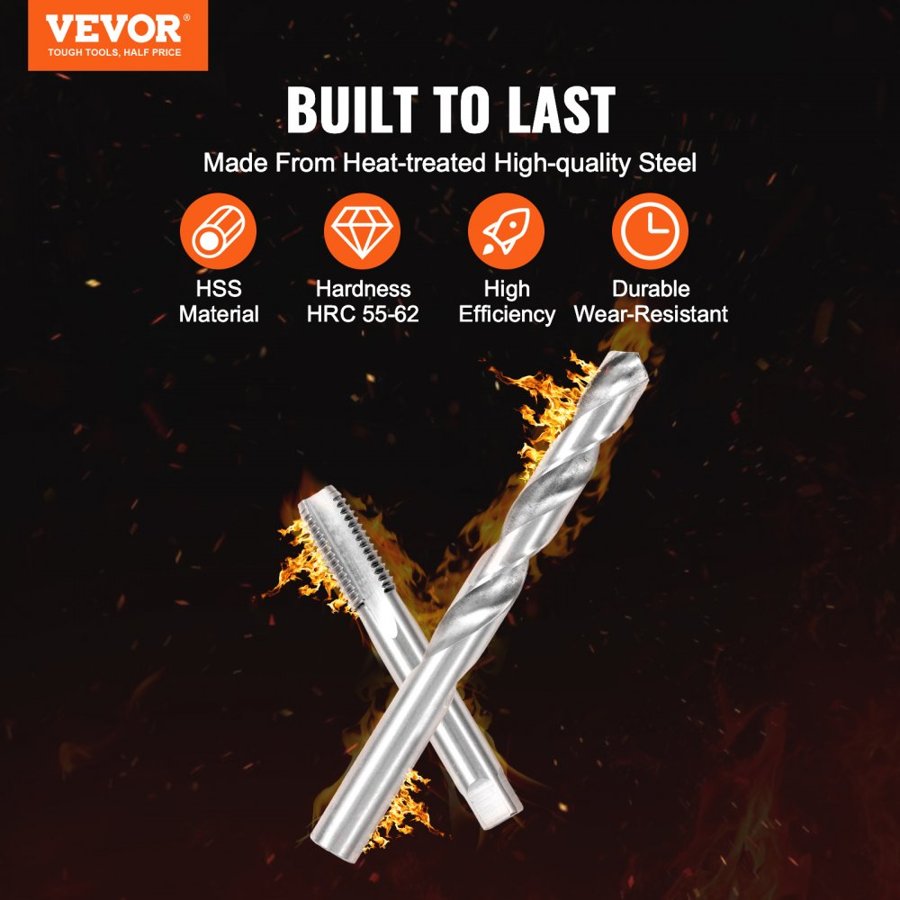 VEVOR Helicoil Thread Repair Kit, 166-Piece Metric HSS Drill Helicoil Repair Kit, M5 M6 M8 M10 M12 Heli Coil Rethreading Tool Kit with HSS Drill Bits Thread Inserts Taps Breakoff Installation Tools