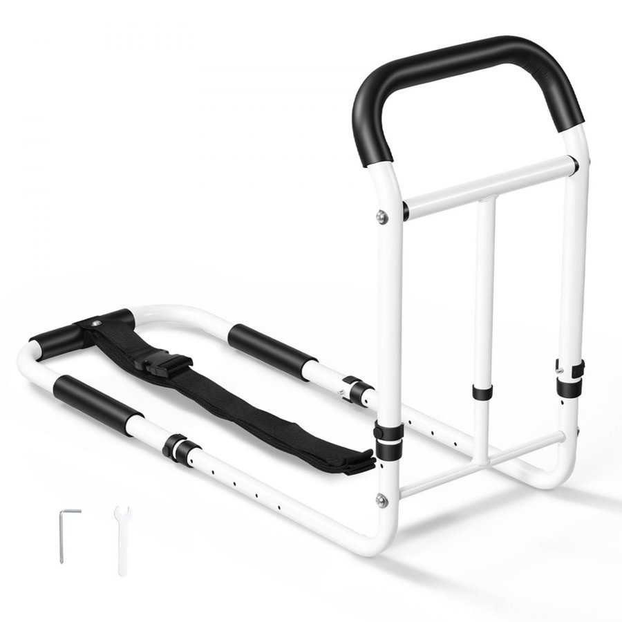 VEVOR Bed Rail for Elderly Adults 90.7kg Loading Bed Side Assist Rail, High-Strength Steel Bedside Cane for Seniors, with Adjustable Height & Base Length, Non-Slip Handle, Fit King Queen Full Twin Bed