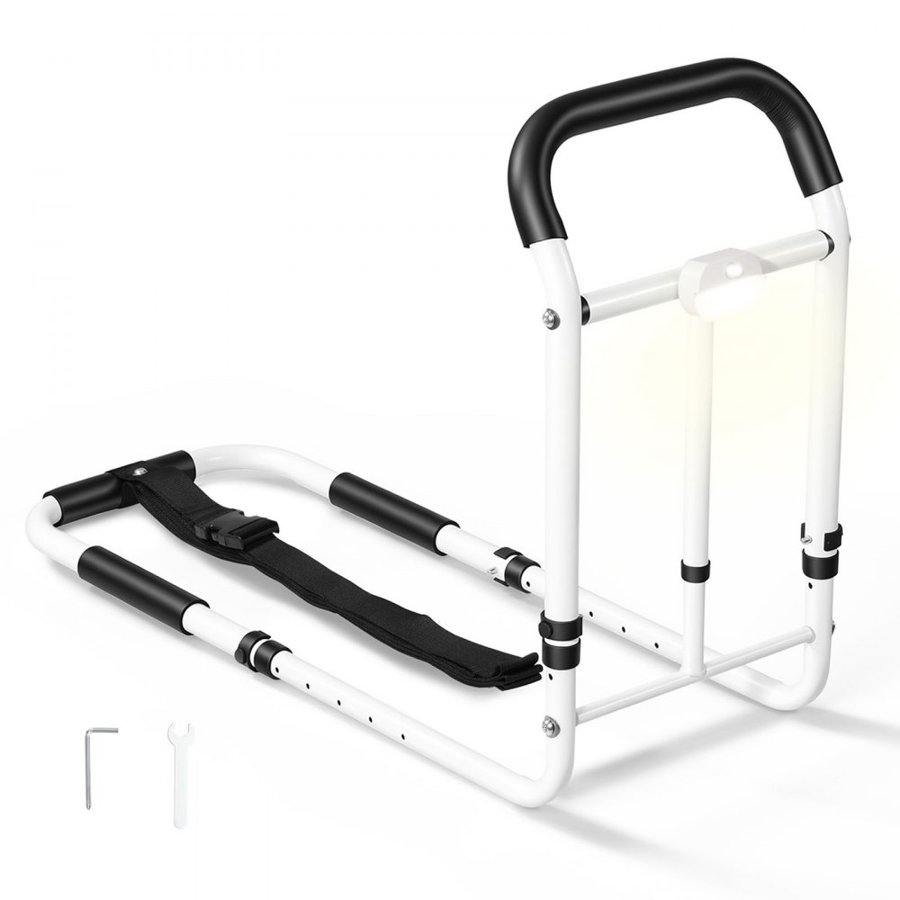 VEVOR Bed Rails for Elderly Adults 90.7kg Loading Bed Side Assist Rail, with Motion Sensor LED Light, Adjustable Height & Length, Non-Slip Handle, High-Strength Steel, Fit King Queen Full Twin Bed