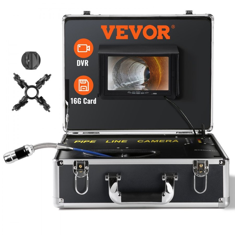 VEVOR Waterproof Plumbing Camera – 7" Screen, 66 ft Cable