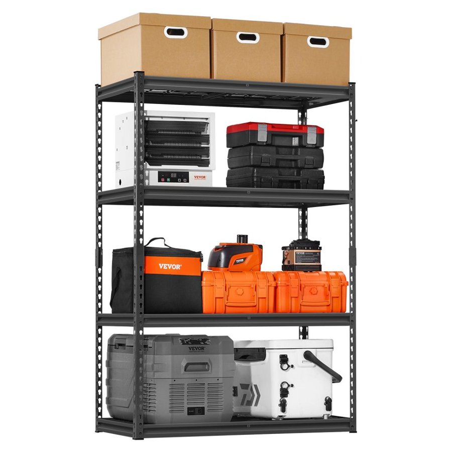 VEVOR Storage Shelves, 2400 lbs, 4 Tier Heavy Duty Garage Shelving, 20" D x 40" W x 60" H Adjustable Metal Shelves for Industrial Shelving Unit Utility Shelf, for Kitchen, Warehouse, Basement, Black