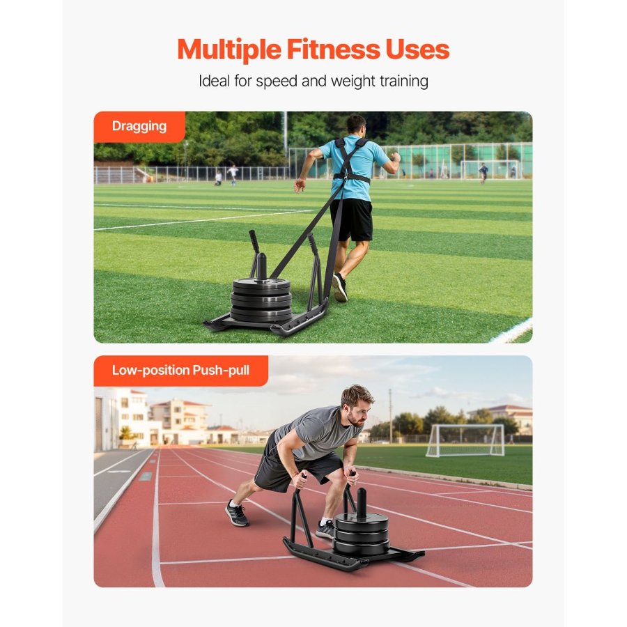 VEVOR Push Pull Weight Sled – Steel, 276.6 lbs Load