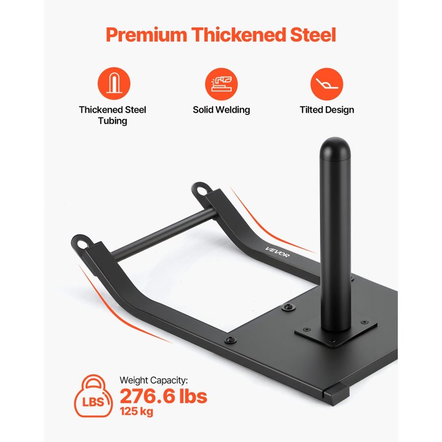 VEVOR Weight Sled, Steel Power Sled, Fitness Strength Training Sleds for Athletic Exercise Speed Improvement, Workout Fitness Equipment with Harness, Compatible with 25/51 mm Weight Plates, Black