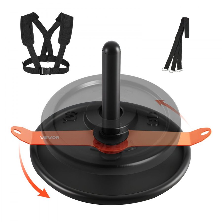 VEVOR Weight Sled, Steel Power Sled, Fitness Strength Training Sleds for Athletic Exercise Speed Improvement, Workout Fitness Equipment with Harness, Compatible with 51 mm Weight Plate, Orange & Black