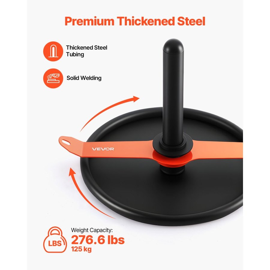 VEVOR Weight Sled, Steel Power Sled, Fitness Strength Training Sleds for Athletic Exercise Speed Improvement, Workout Fitness Equipment with Harness, Compatible with 51 mm Weight Plate, Orange & Black