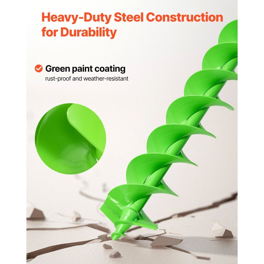 VEVOR Auger Drill Bit for Planting, 120 x 790 mm Spiral Drill Bit, Compatible with 20mm ID Drive Drills, Heavy Duty Bulb Planter Tool, Post Hole Drilling Attachments for Garden Digger Fence