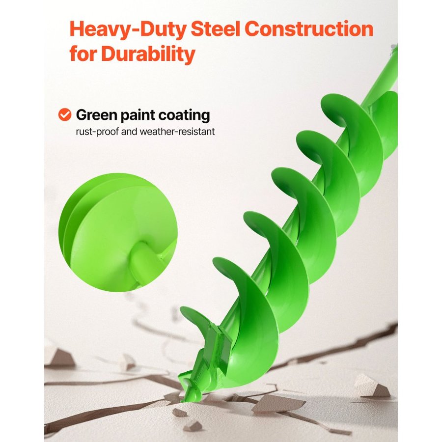 VEVOR Auger Drill Bit for Planting, 150 x 800 mm Spiral Drill Bit, Compatible with 20mm ID Drive Drills, Heavy Duty Bulb Planter Tool, Post Hole Drilling Attachments for Garden Digger Fence
