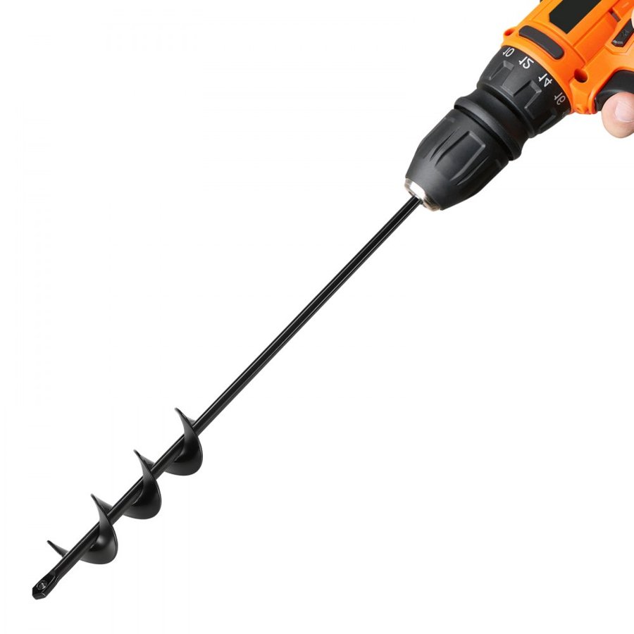 VEVOR Auger Drill Bit for Planting, 40 x 420 mm Spiral Drill Bit, for 3/8" Hex Drive Drills, Heavy Duty Bulb Planter Tool, Hole Drilling Attachments for Garden Post Hole Digger Fence Digging
