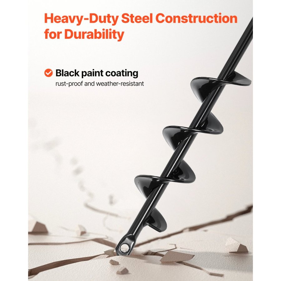 VEVOR Auger Drill Bit for Planting, 40 x 420 mm Spiral Drill Bit, for 3/8" Hex Drive Drills, Heavy Duty Bulb Planter Tool, Hole Drilling Attachments for Garden Post Hole Digger Fence Digging
