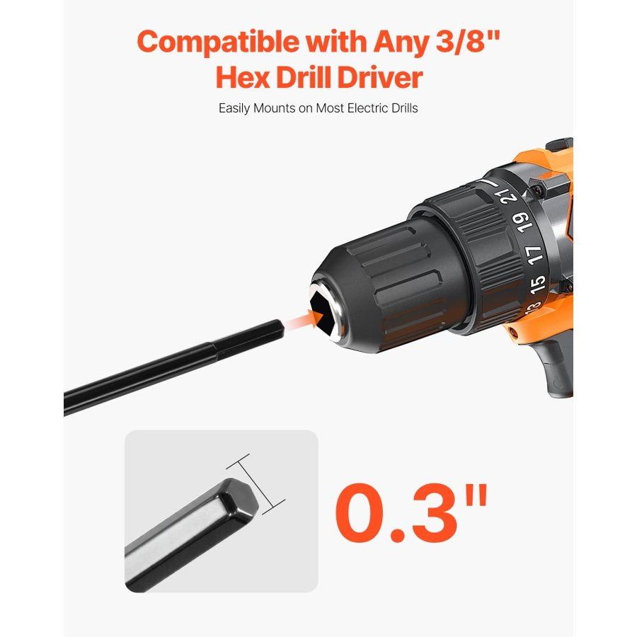 VEVOR Auger Drill Bit for Planting, 40 x 420 mm Spiral Drill Bit, for 3/8" Hex Drive Drills, Heavy Duty Bulb Planter Tool, Hole Drilling Attachments for Garden Post Hole Digger Fence Digging