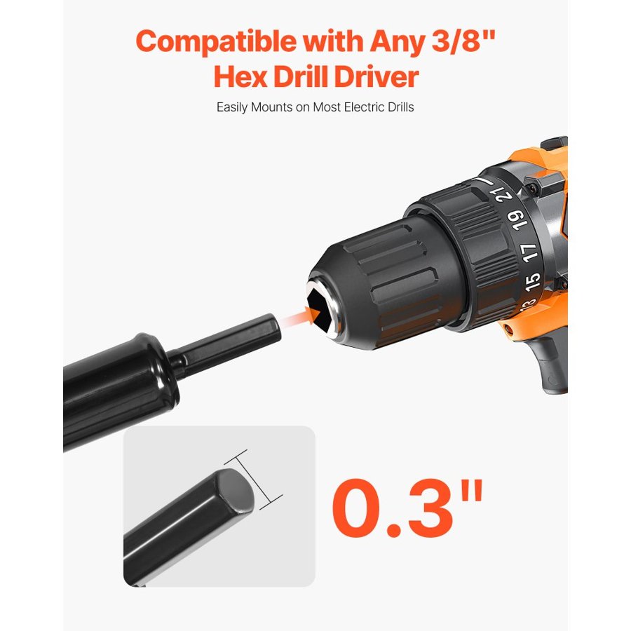 VEVOR Auger Drill Bit for Planting, 80 x 300 mm Spiral Drill Bit, for 3/8" Hex Drive Drills, Heavy Duty Bulb Planter Tool, Hole Drilling Attachments for Garden Post Hole Digger Fence Digging