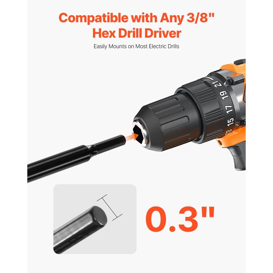 VEVOR Auger Drill Bit for Planting, 80 x 410 mm Spiral Drill Bit, for 3/8" Hex Drive Drills, Heavy Duty Bulb Planter Tool, Hole Drilling Attachments for Garden Post Hole Digger Fence Digging