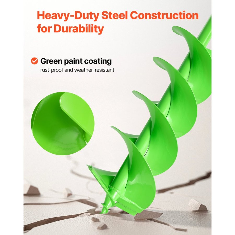 VEVOR Auger Drill Bit for Planting, 80 x 790 mm Spiral Drill Bit, Compatible with 20mm ID Drive Drills, Heavy Duty Bulb Planter Tool, Post Hole Drilling Attachments for Garden Digger Fence