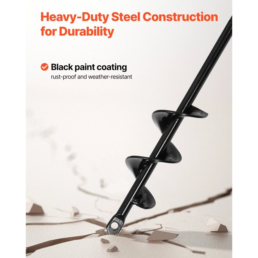VEVOR Auger Drill Bit for Planting Set of 2, 40 x 220 mm & 80 x 300 mm, Spiral Drill Bit for 3/8" Hex Drive Drills, Heavy Duty Bulb Planter Tool, Hole Drilling Attachments for Digger