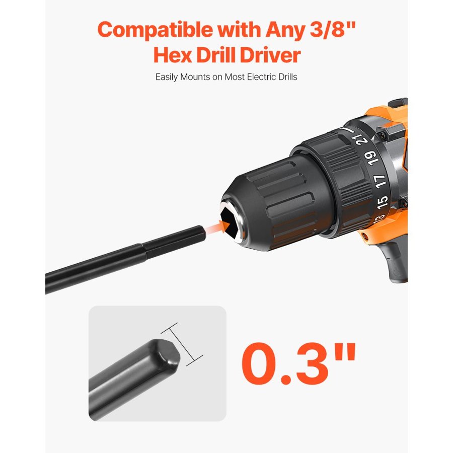 VEVOR Auger Drill Bit for Planting Set of 2, 40 x 220 mm & 80 x 300 mm, Spiral Drill Bit for 3/8" Hex Drive Drills, Heavy Duty Bulb Planter Tool, Hole Drilling Attachments for Digger