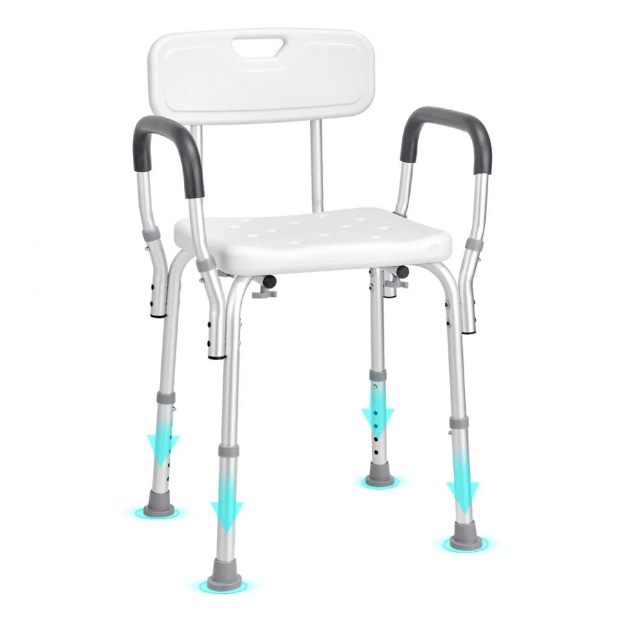 VEVOR Shower Chair, Shower Seat with Back, Adjustable Height Shower Stool, Shower Chair for Inside Shower Bathtub, Non-slip Bathroom Bench Bath Chair for Elderly Disabled Handicap, 158.8 kg Capacity