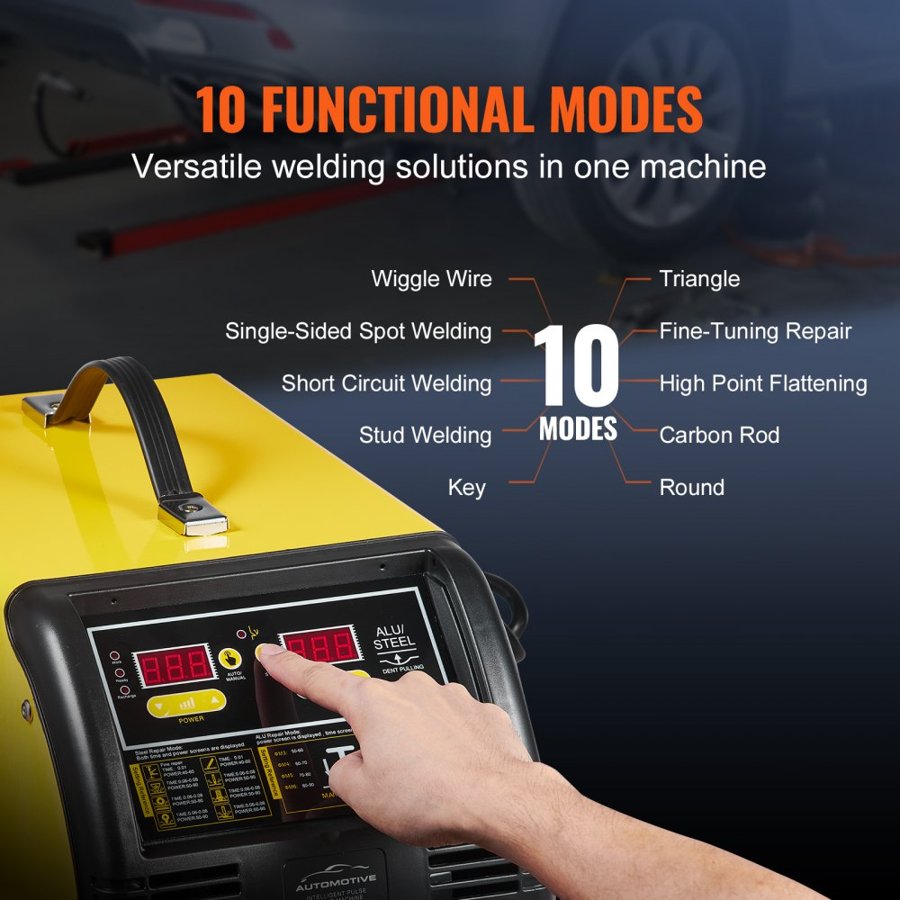 VEVOR Dual Pro Stud Welder Deluxe AL/Fe Dent Repair Kit, Professional 5KW Welder with Auto/Manual Welding and 10 Modes, Spot Welding Dent Repair Machine for Steel & Aluminum Auto Panels Repair