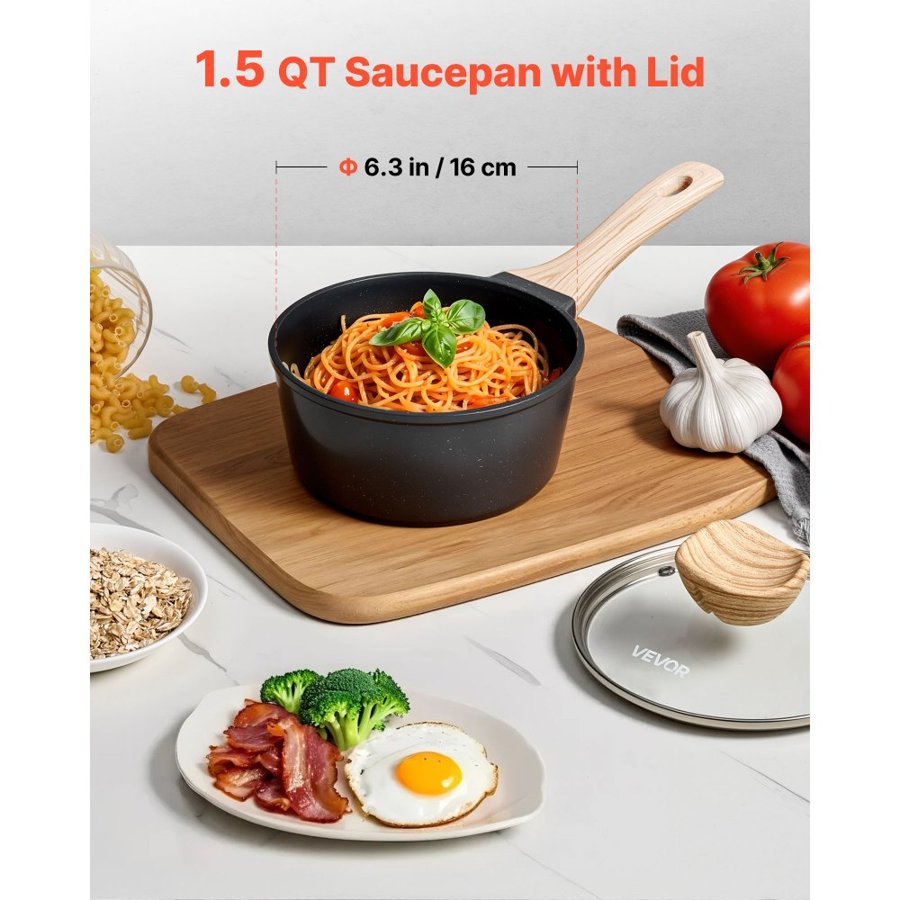 VEVOR 1.5 QT Sauce Pan – Nonstick, Die-Cast Aluminum