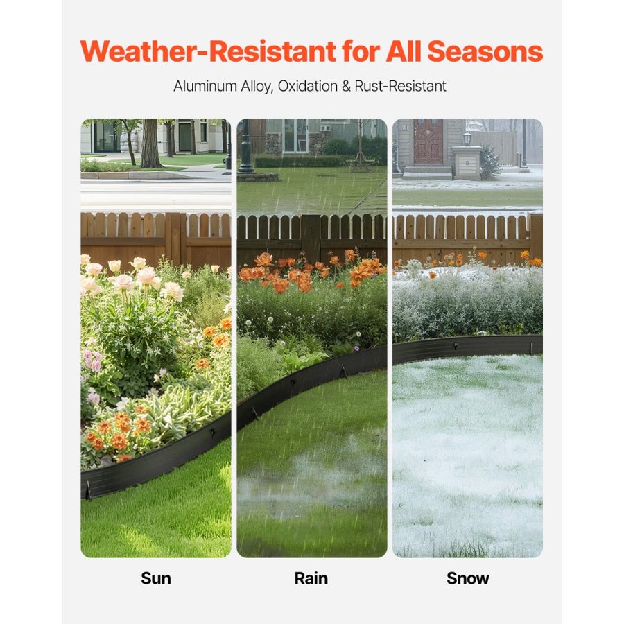 VEVOR Black Metal Landscape Edging – 8pcs, 72in, 16.09 lbs