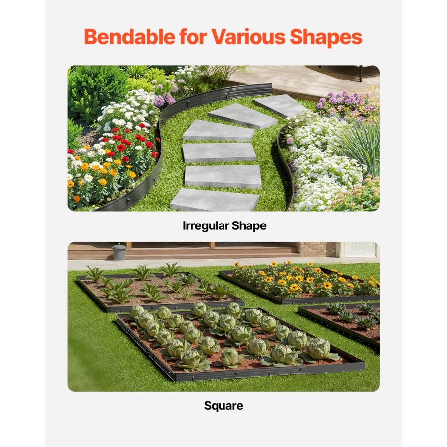 VEVOR Black Metal Landscape Edging – 8pcs, 72in, 16.09 lbs