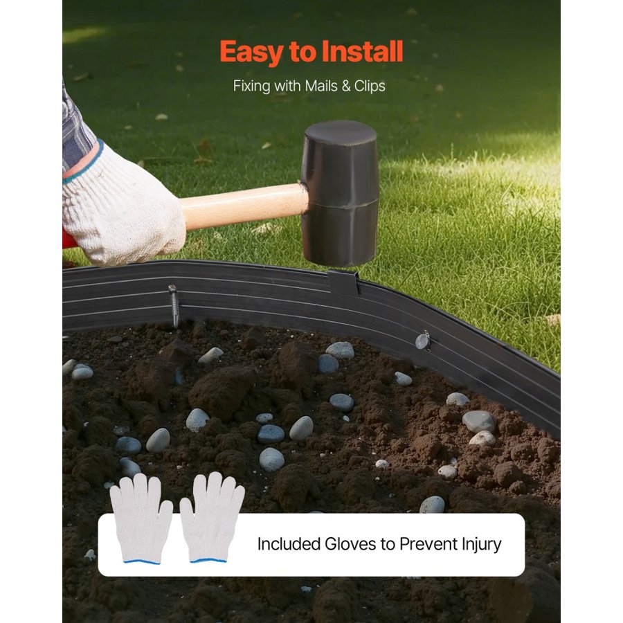 VEVOR Black Metal Landscape Edging – 8pcs, 72in, 16.09 lbs