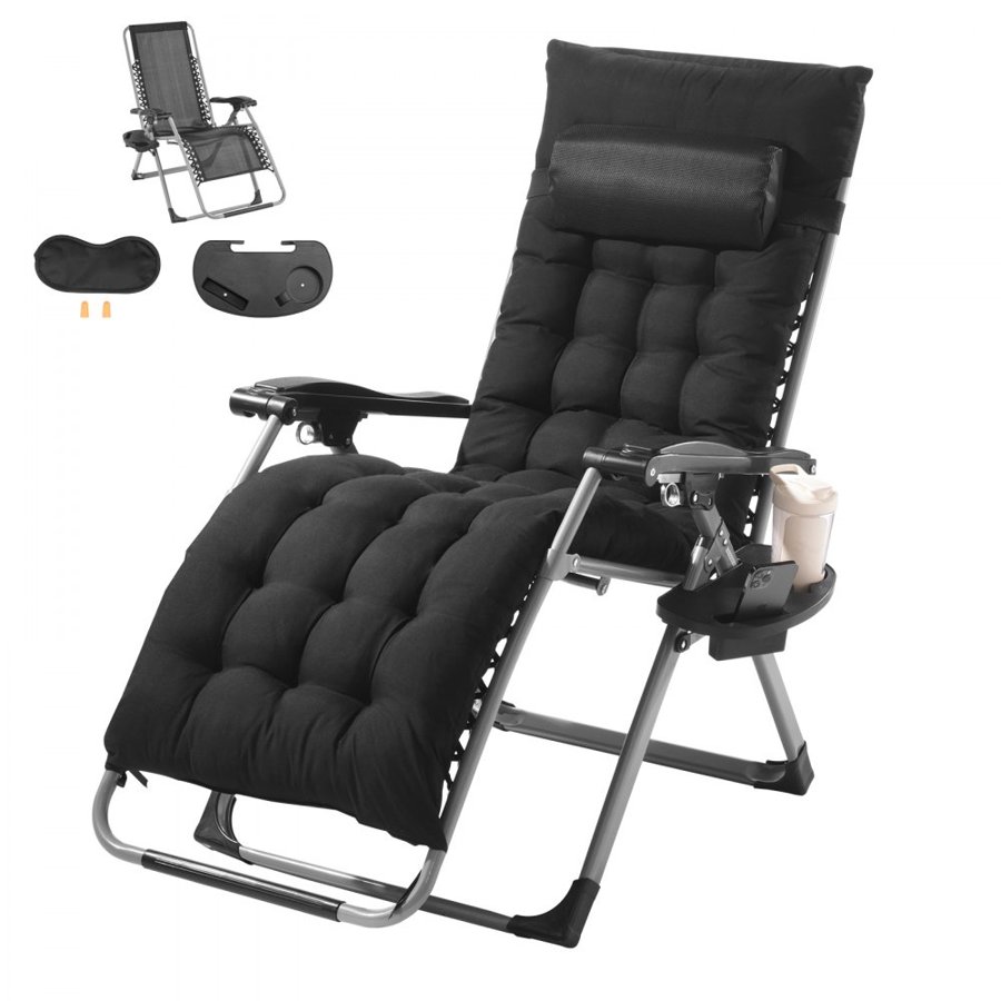 VEVOR Cushioned Zero Gravity Chair – 26", 500lbs Heavy-Duty
