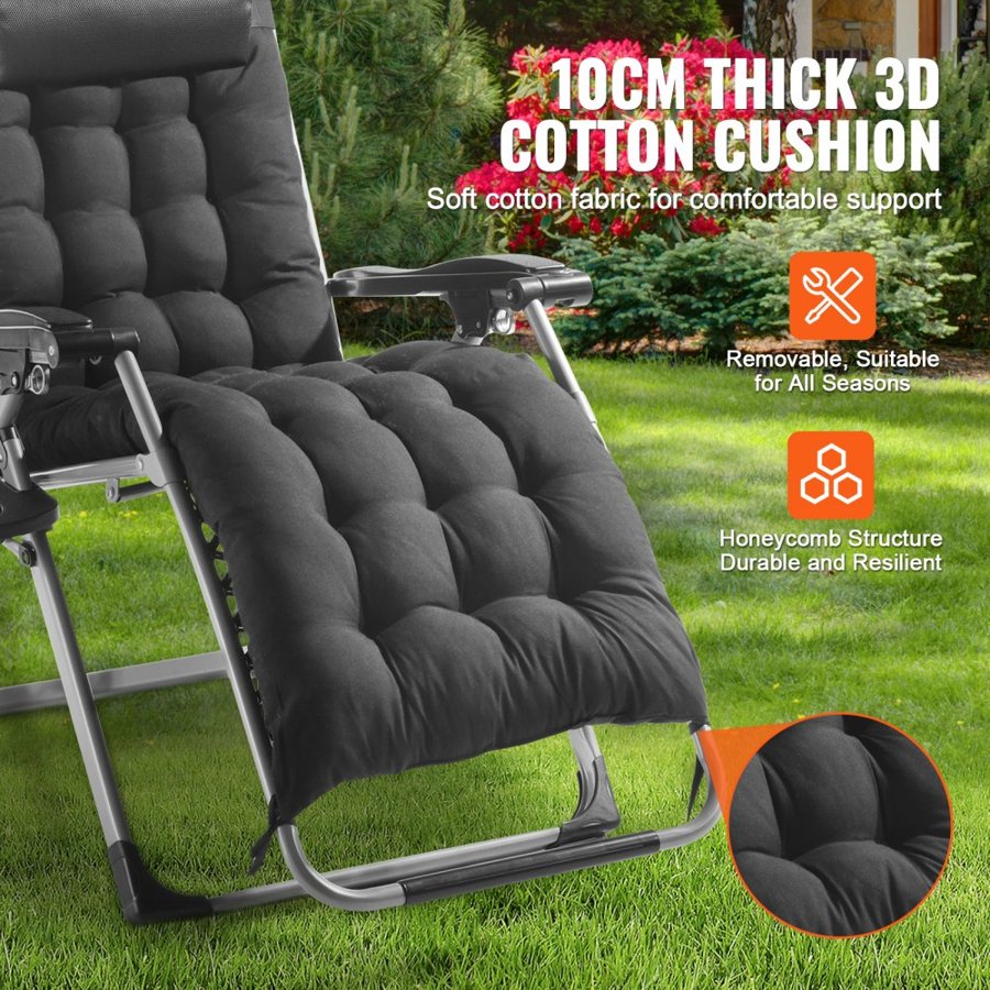 VEVOR Cushioned Zero Gravity Chair – 26", 500lbs Heavy-Duty