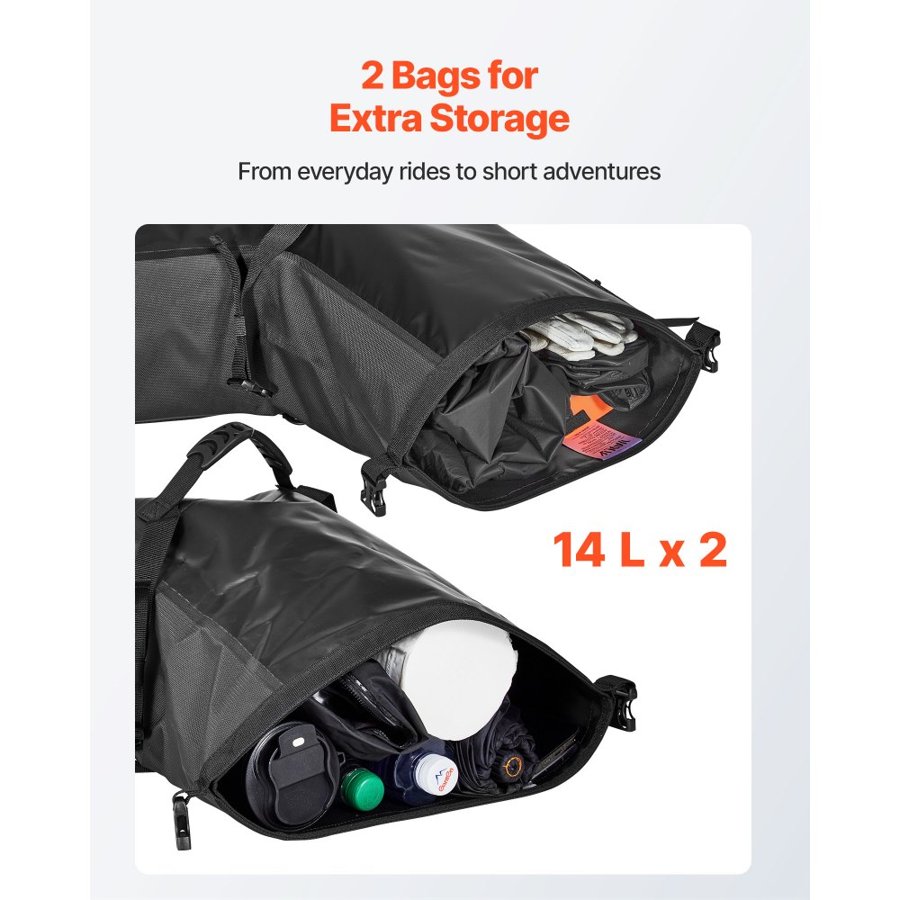 VEVOR Waterproof Saddlebags For Motorcycle – 28L, Black