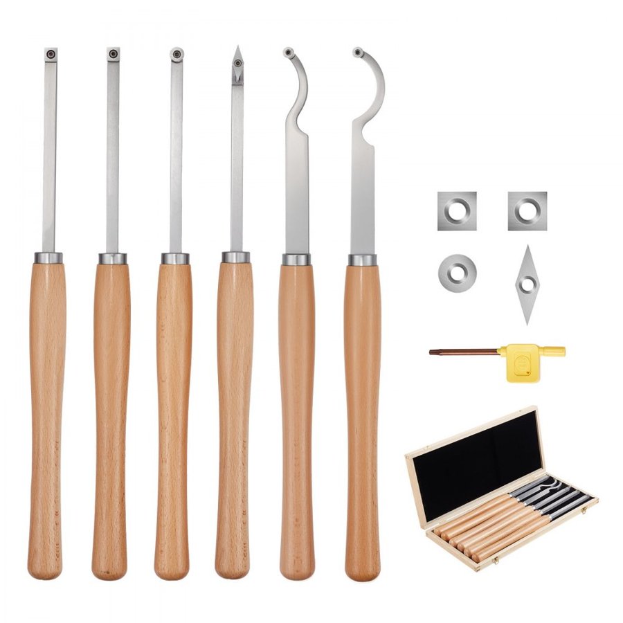 VEVOR 6-Piece Durable Carbide Wood Turning Tool Set