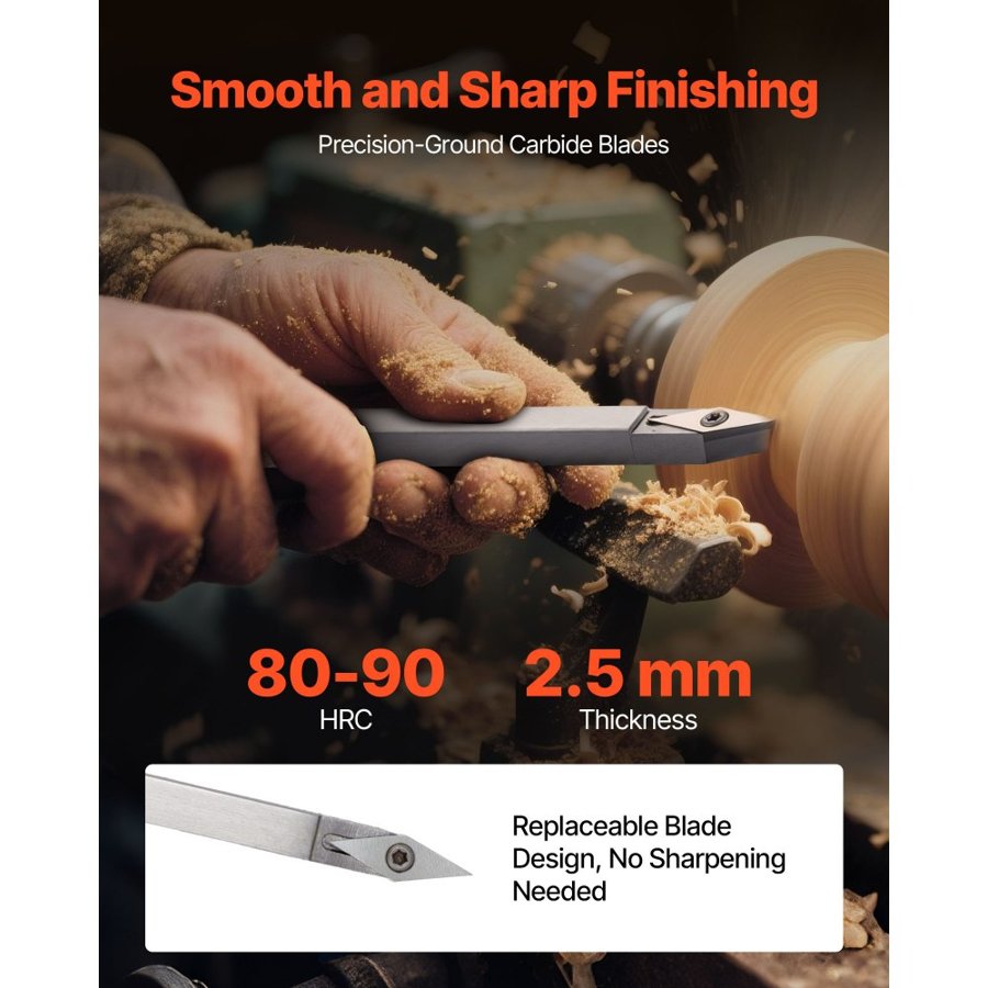 VEVOR 6-Piece Durable Carbide Wood Turning Tool Set