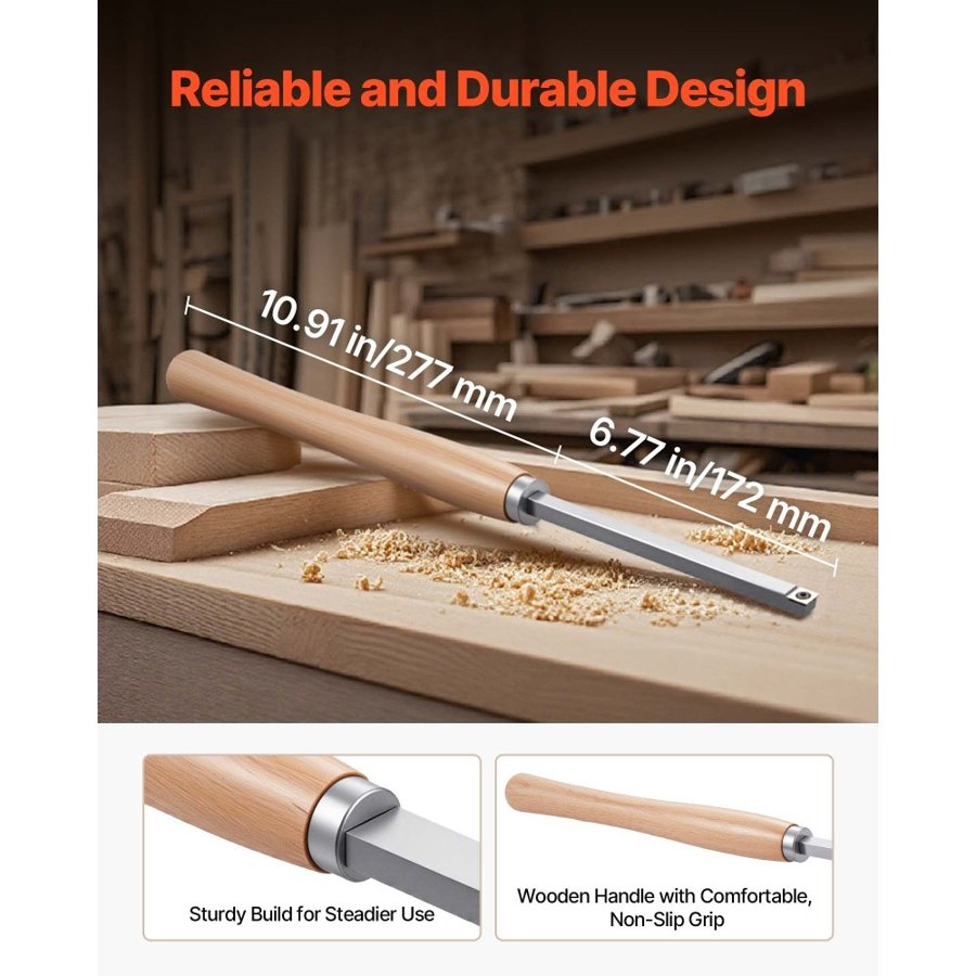 VEVOR 6-Piece Durable Carbide Wood Turning Tool Set