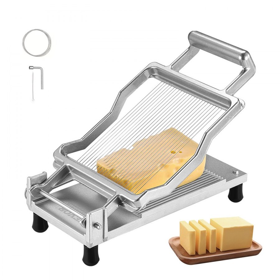 VEVOR Cheese Cutter with Wire, 0.2" Ultra-Thin Cheeser Butter Cutting Blade, Detachable Cheese Slicer Wire, Aluminum Alloy Commercial Cheese Slicer with 316 Stainless Steel Knife Wire, Kitchen Cooking